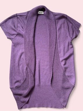 Beryl Lavender Short-Sleeve Open Front Cardigan